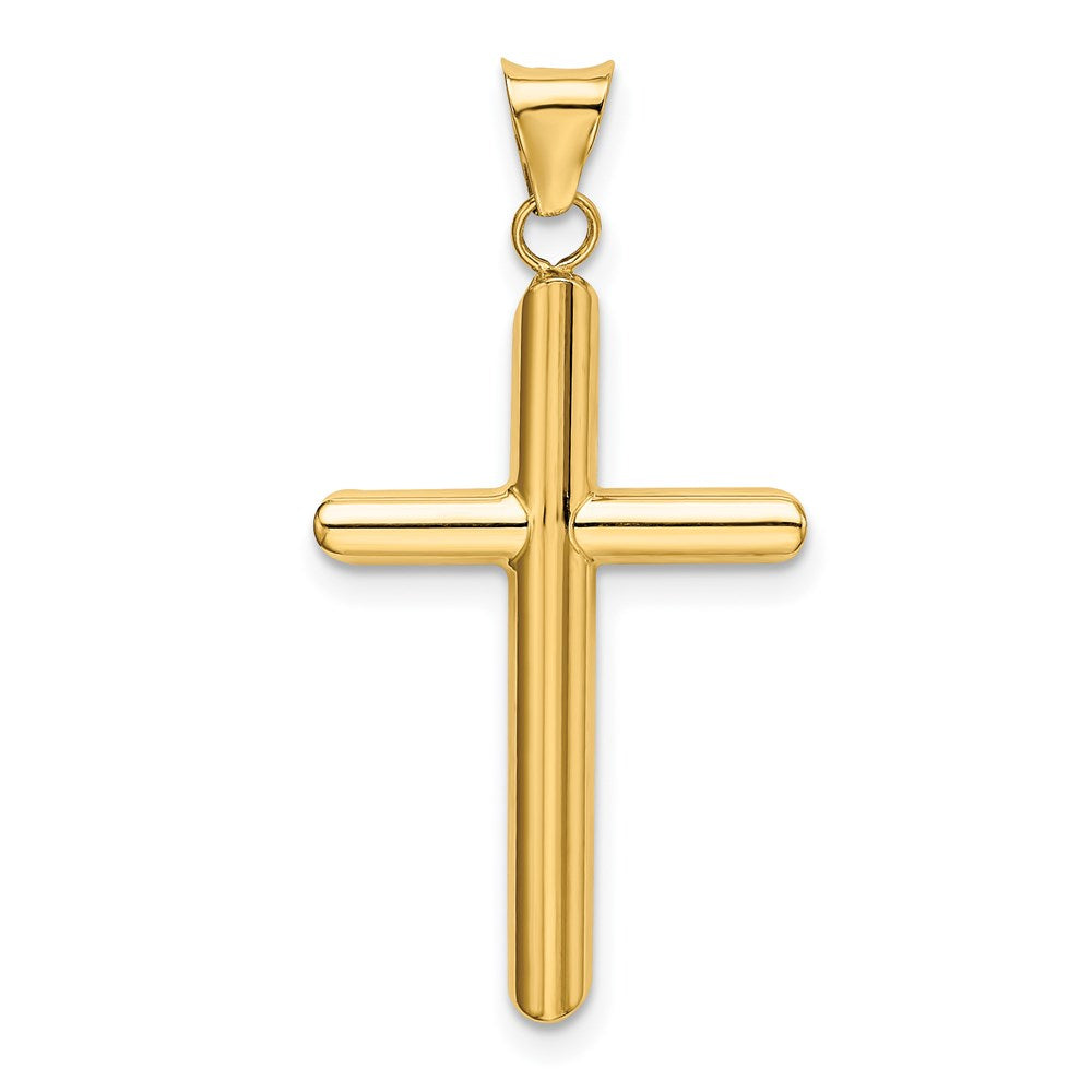 Alternate view of the 14k Yellow Gold Large 3mm Hollow Tube Cross Pendant, 20 x 37mm by The Black Bow Jewelry Co.