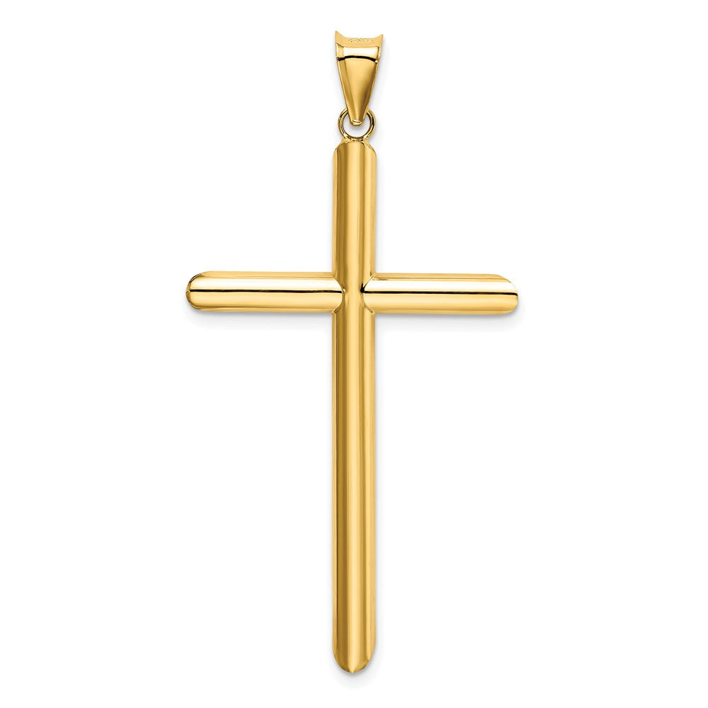 Alternate view of the 14k Yellow Gold Large 3mm Hollow Tube Cross Pendant, 27 x 52mm by The Black Bow Jewelry Co.