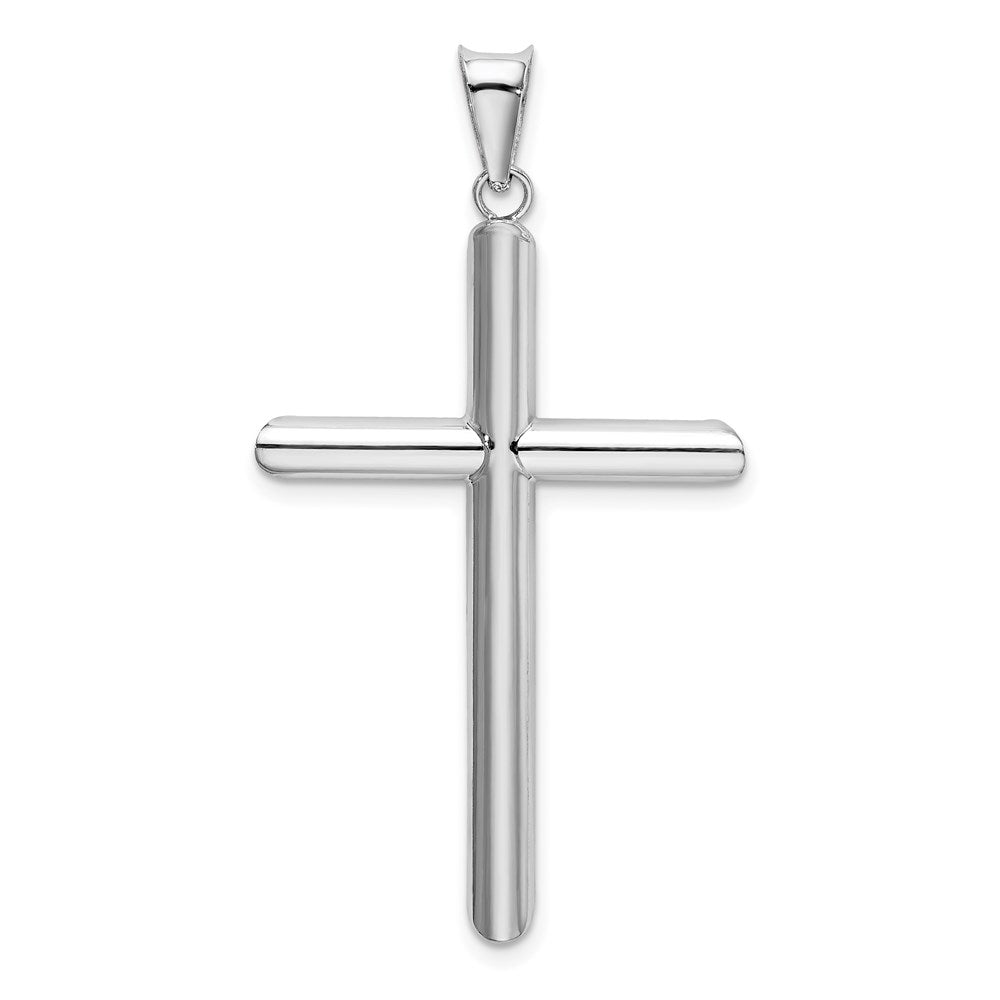 Alternate view of the 14k White Gold Large 3mm Hollow Tube Cross Pendant, 25 x 47mm by The Black Bow Jewelry Co.