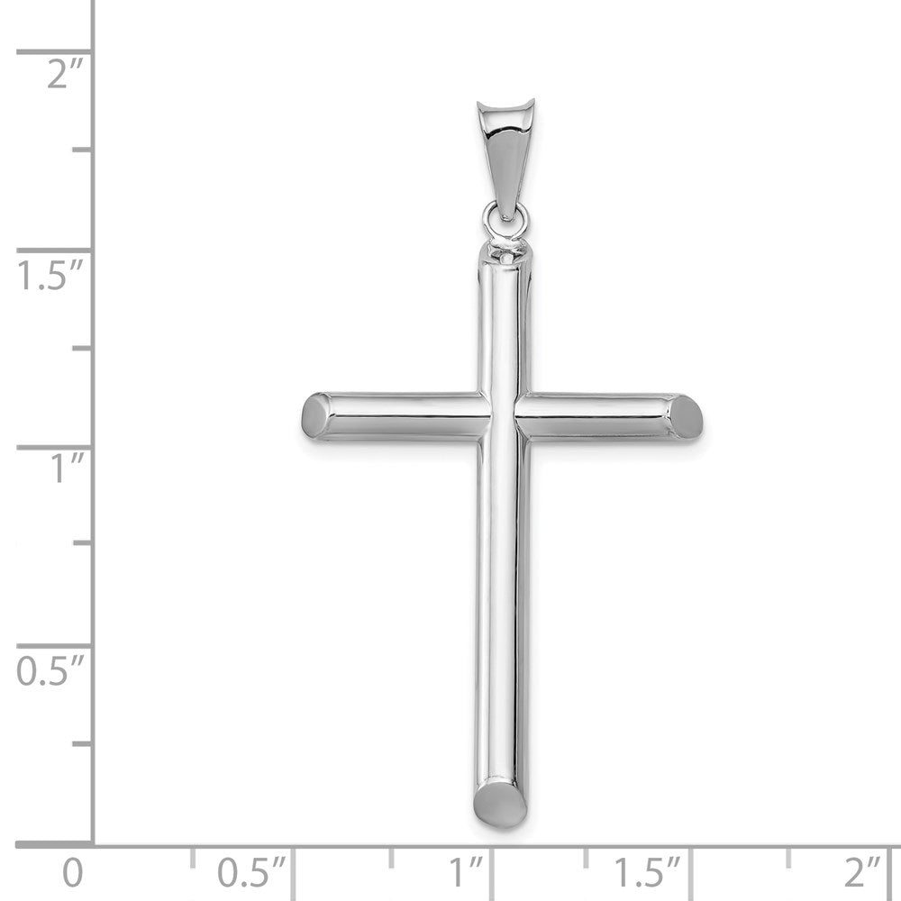 Alternate view of the 14k White Gold Large 3mm Hollow Tube Cross Pendant, 25 x 47mm by The Black Bow Jewelry Co.