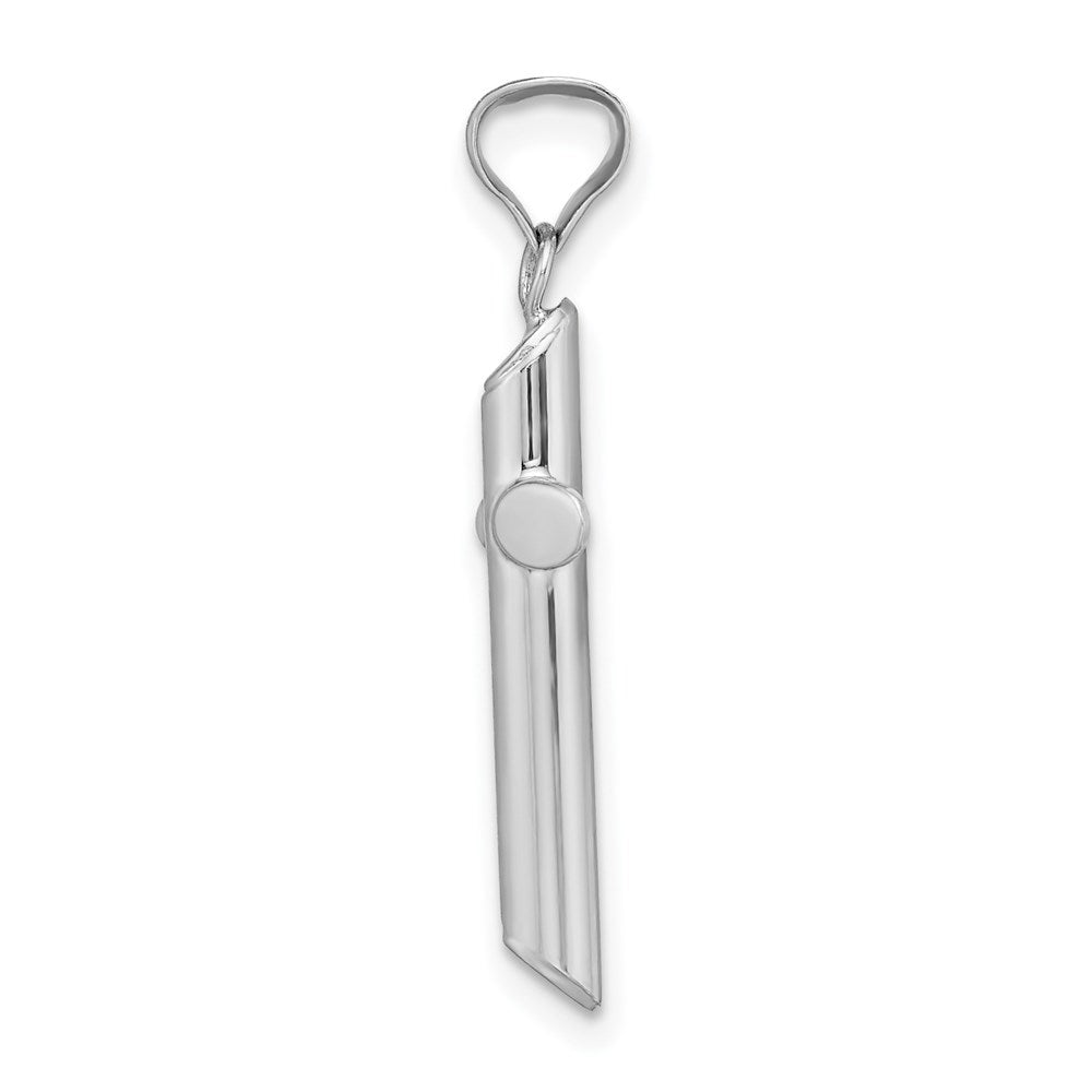 Alternate view of the 14k White Gold Beveled Edge Hollow Tube Cross Pendant, 3 x 15 x 29mm by The Black Bow Jewelry Co.