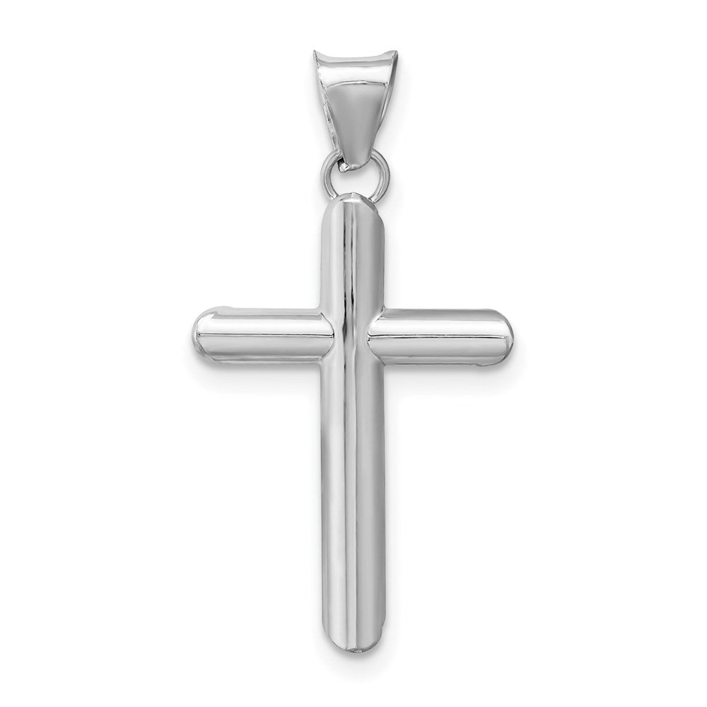 Alternate view of the 14k White Gold Beveled Edge Hollow Tube Cross Pendant, 3 x 15 x 29mm by The Black Bow Jewelry Co.