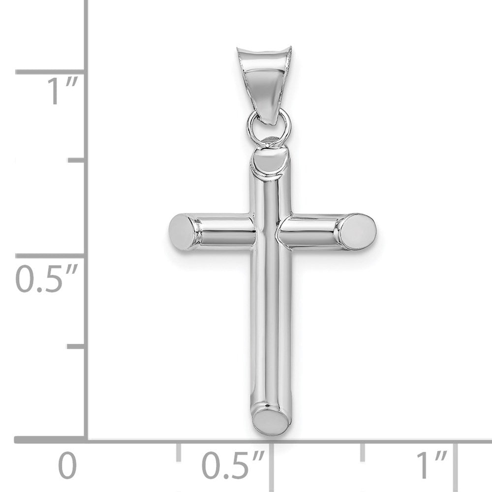 Alternate view of the 14k White Gold Beveled Edge Hollow Tube Cross Pendant, 3 x 15 x 29mm by The Black Bow Jewelry Co.
