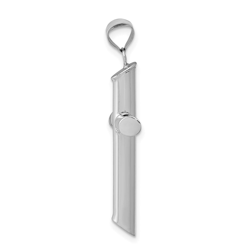 Alternate view of the 14k White Gold Beveled Edge Hollow Tube Cross Pendant by The Black Bow Jewelry Co.