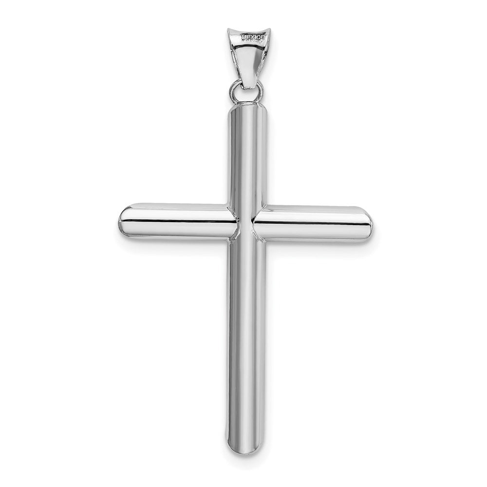 Alternate view of the 14k White Gold Beveled Edge Hollow Tube Cross Pendant, 3.5 x 19 x 37mm by The Black Bow Jewelry Co.