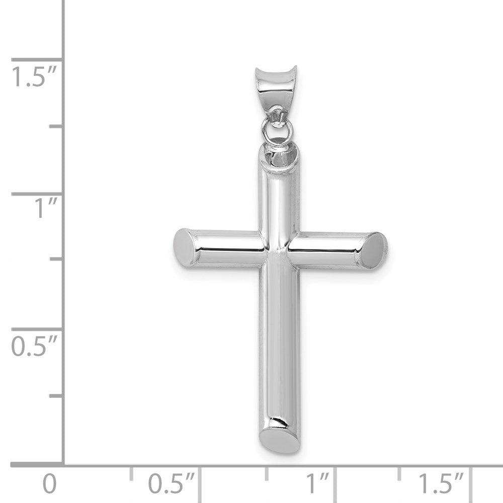 Alternate view of the 14k White Gold Beveled Edge Hollow Tube Cross Pendant by The Black Bow Jewelry Co.