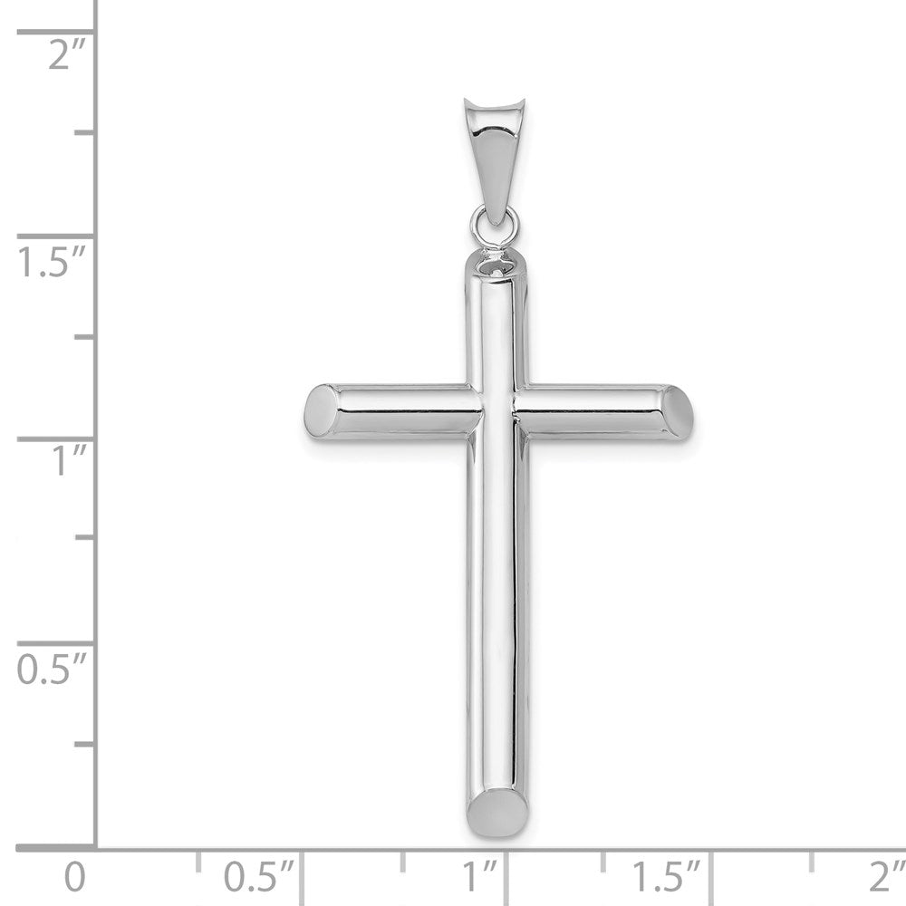 Alternate view of the 14k White Gold Beveled Edge Hollow Tube Cross Pendant, 4 x 23 x 46mm by The Black Bow Jewelry Co.