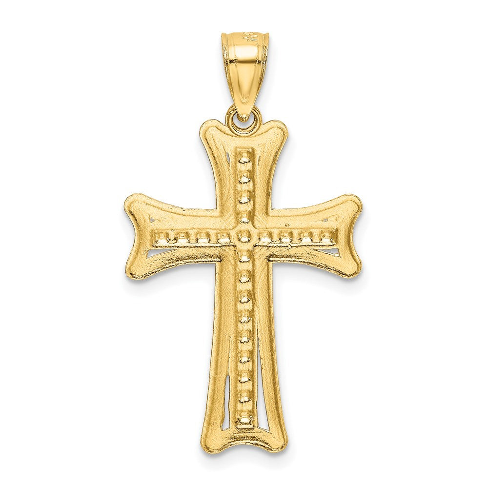 Alternate view of the 14k Yellow Gold Diamond-Cut Milgrain Cross Pendant, 19 x 36mm by The Black Bow Jewelry Co.