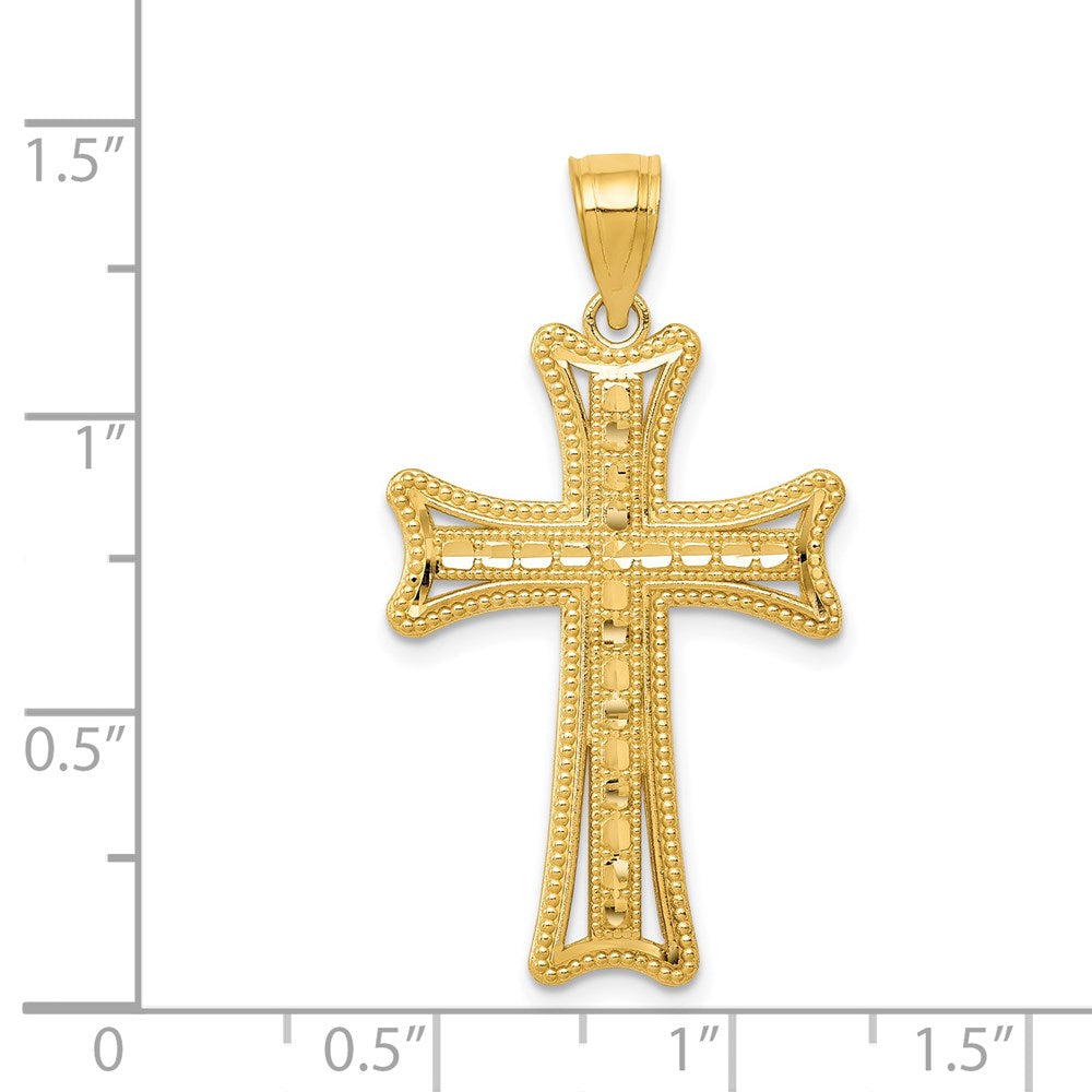 Alternate view of the 14k Yellow Gold Diamond-Cut Milgrain Cross Pendant, 19 x 36mm by The Black Bow Jewelry Co.