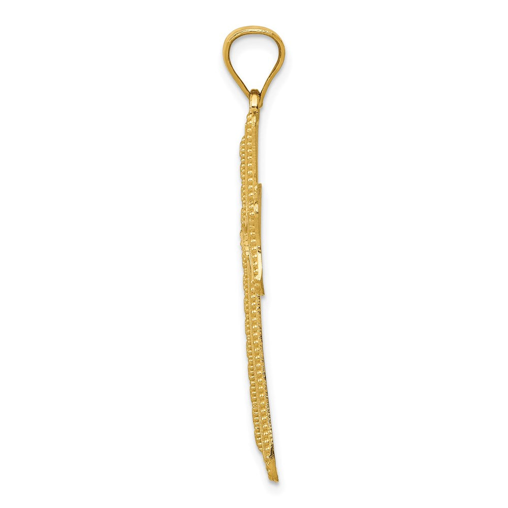 Alternate view of the 14k Yellow Gold Diamond-Cut Milgrain Cross Pendant, 22 x 40mm by The Black Bow Jewelry Co.
