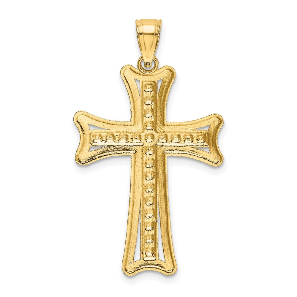Alternate view of the 14k Yellow Gold Diamond-Cut Milgrain Cross Pendant, 22 x 40mm by The Black Bow Jewelry Co.