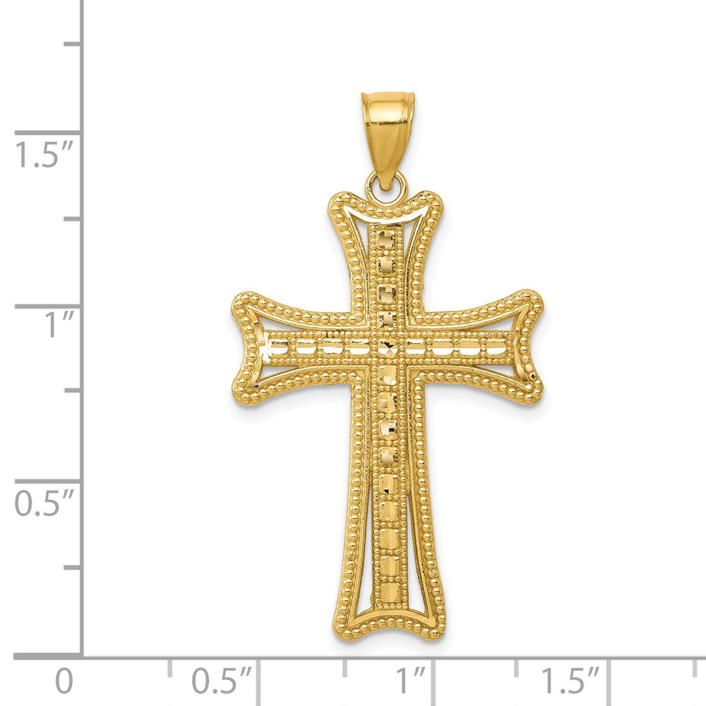 Alternate view of the 14k Yellow Gold Diamond-Cut Milgrain Cross Pendant by The Black Bow Jewelry Co.