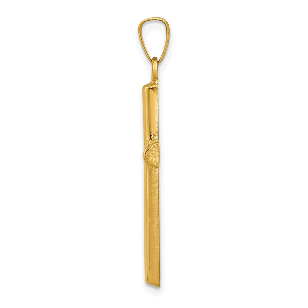 Alternate view of the 14k Yellow Gold 2D Hollow Latin Cross Pendant by The Black Bow Jewelry Co.