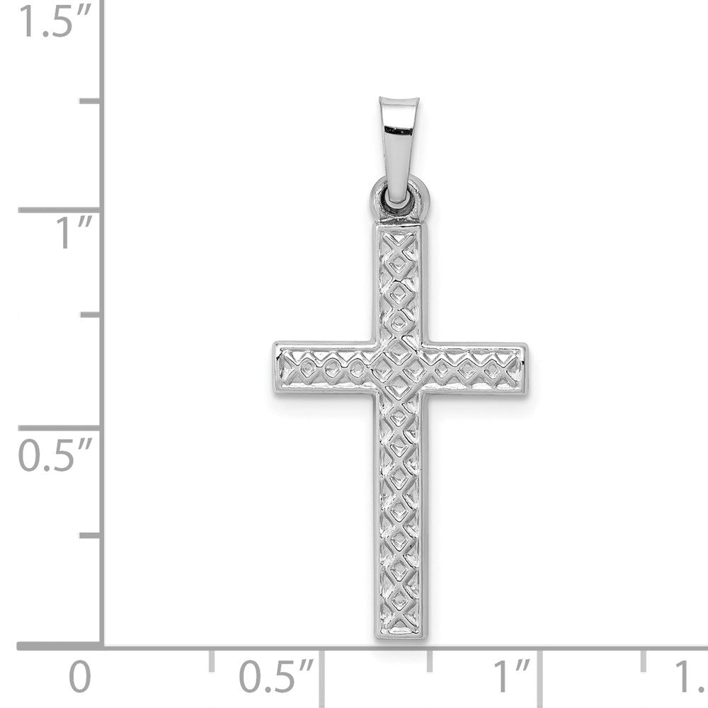 Alternate view of the 14k White Gold Hollow Lattice Cross Pendant, 14 x 33mm by The Black Bow Jewelry Co.