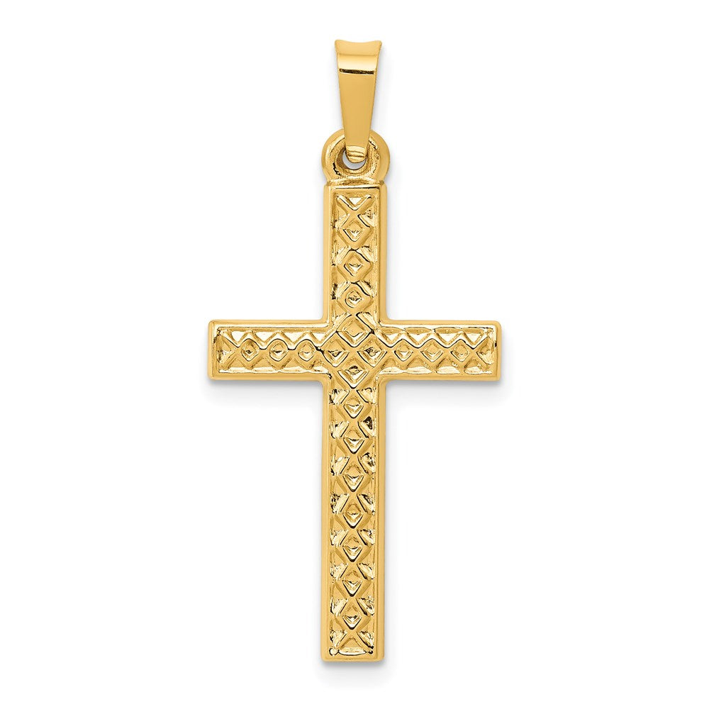 14k Yellow or White Gold Hollow Lattice Cross Pendant, 14 x 33mm, Item P27678 by The Black Bow Jewelry Co.