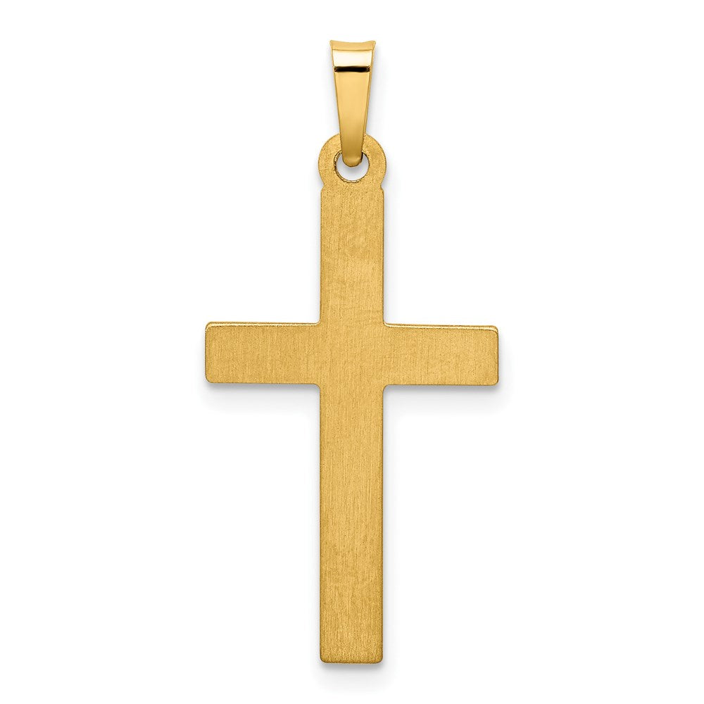 Alternate view of the 14k Yellow Gold Hollow Lattice Cross Pendant, 14 x 33mm by The Black Bow Jewelry Co.