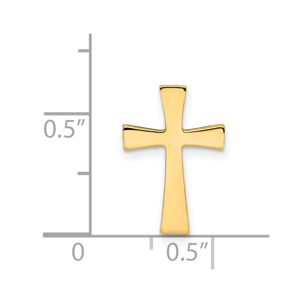 Alternate view of the 14k Yellow Gold Small Solid Polished Cross Slide Pendant, 11 x 16mm by The Black Bow Jewelry Co.