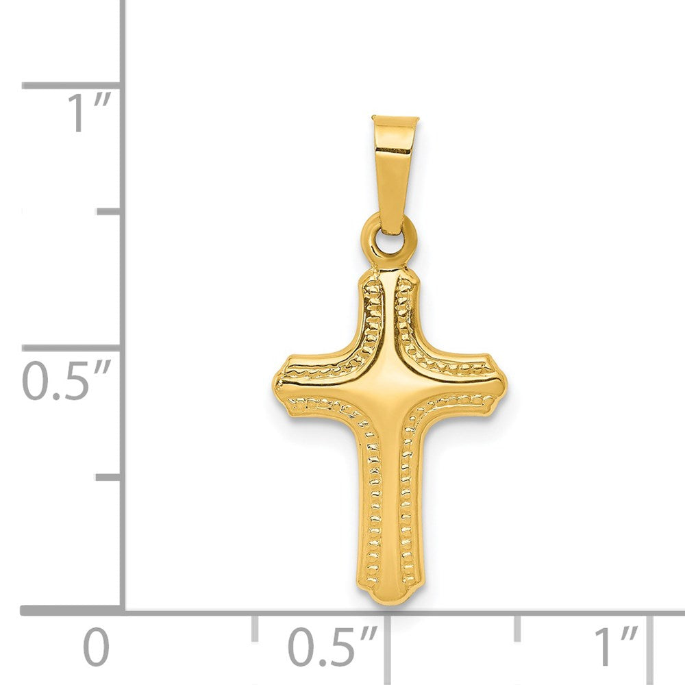 Alternate view of the 14k Yellow Gold Hollow Flanched Cross Pendant, 11 x 24mm by The Black Bow Jewelry Co.