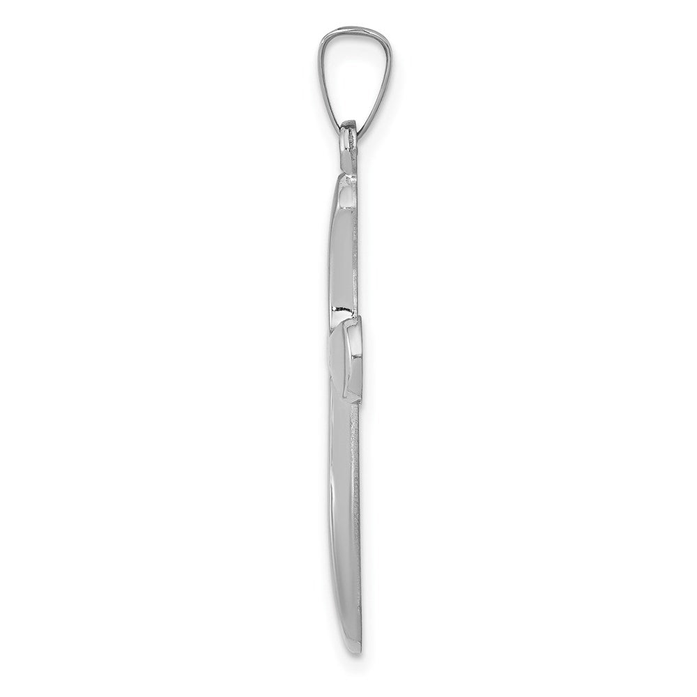 Alternate view of the 14k White Gold Polished Rounded Hollow Cross Pendant by The Black Bow Jewelry Co.