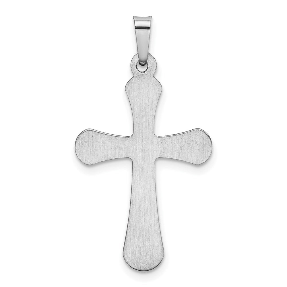 Alternate view of the 14k White Gold Polished Rounded Hollow Cross Pendant by The Black Bow Jewelry Co.