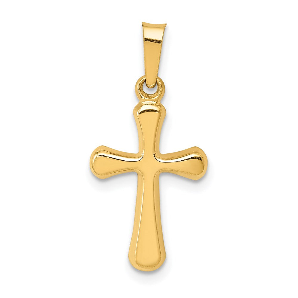 14k Yellow Gold Polished Rounded Hollow Cross Pendant, 11 x 25mm, Item P27683-25 by The Black Bow Jewelry Co.