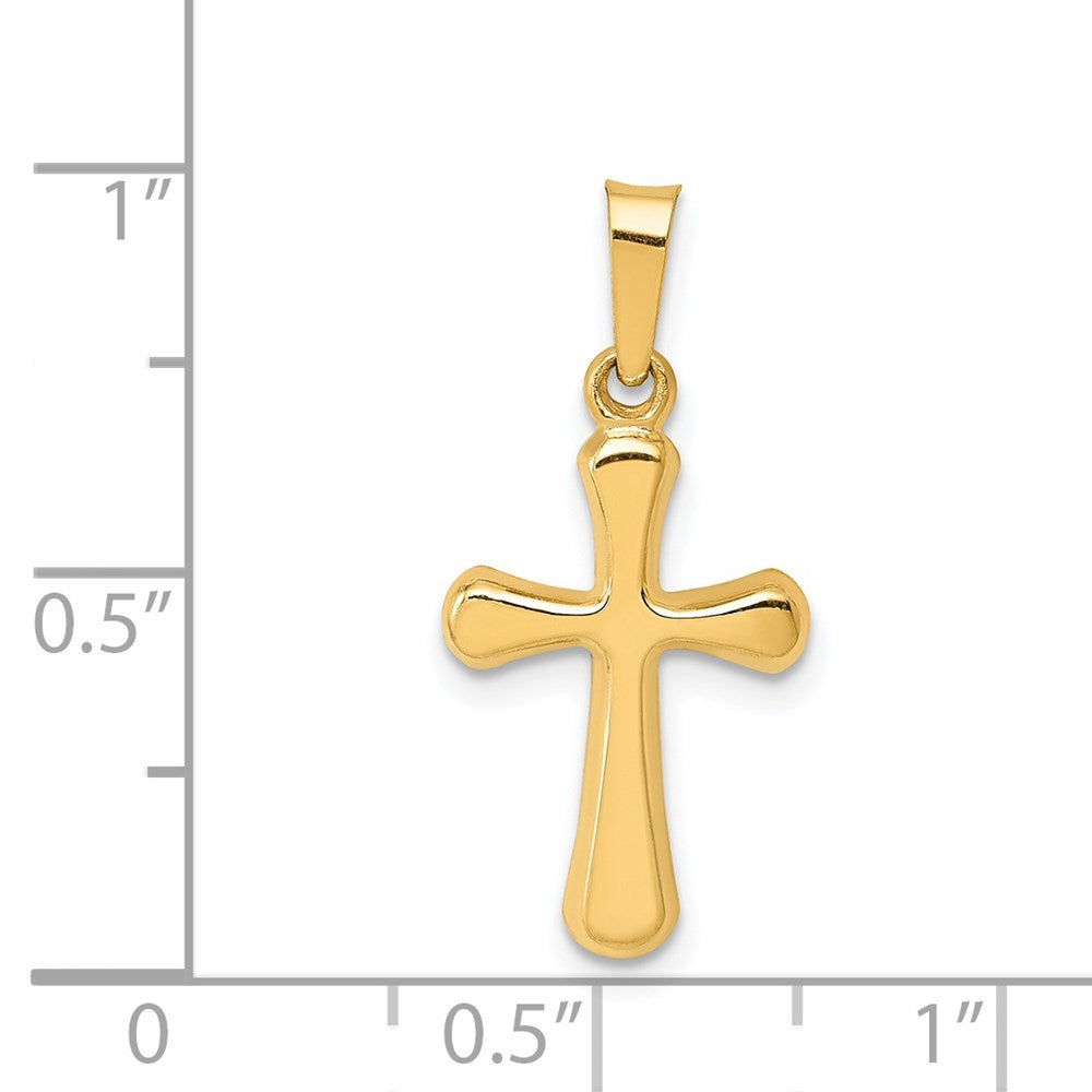 Alternate view of the 14k Yellow Gold Polished Rounded Hollow Cross Pendant, 11 x 25mm by The Black Bow Jewelry Co.