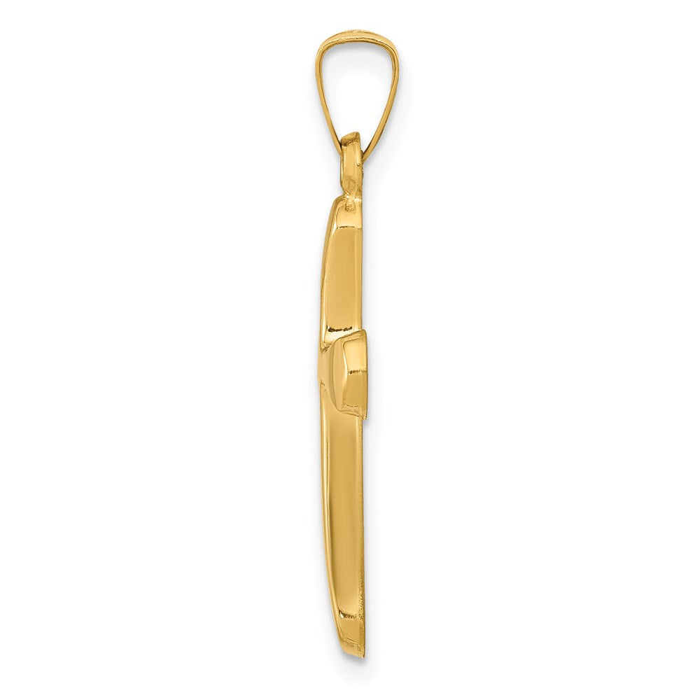 Alternate view of the 14k Yellow Gold Polished Rounded Hollow Cross Pendant by The Black Bow Jewelry Co.