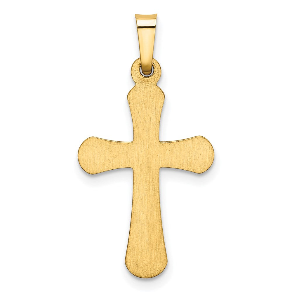 Alternate view of the 14k Yellow Gold Polished Rounded Hollow Cross Pendant by The Black Bow Jewelry Co.
