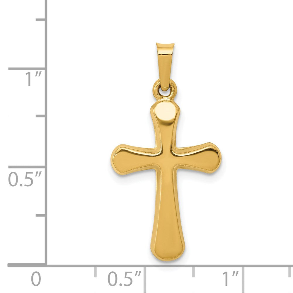 Alternate view of the 14k Yellow Gold Polished Rounded Hollow Cross Pendant, 14 x 28mm by The Black Bow Jewelry Co.