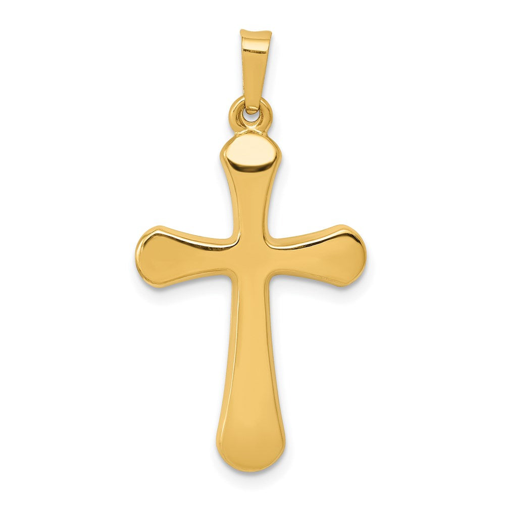 14k Yellow Gold Polished Rounded Hollow Cross Pendant, 17 x 33mm, Item P27683-33 by The Black Bow Jewelry Co.