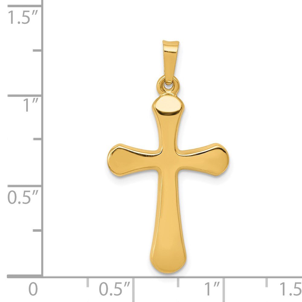 Alternate view of the 14k Yellow Gold Polished Rounded Hollow Cross Pendant, 17 x 33mm by The Black Bow Jewelry Co.