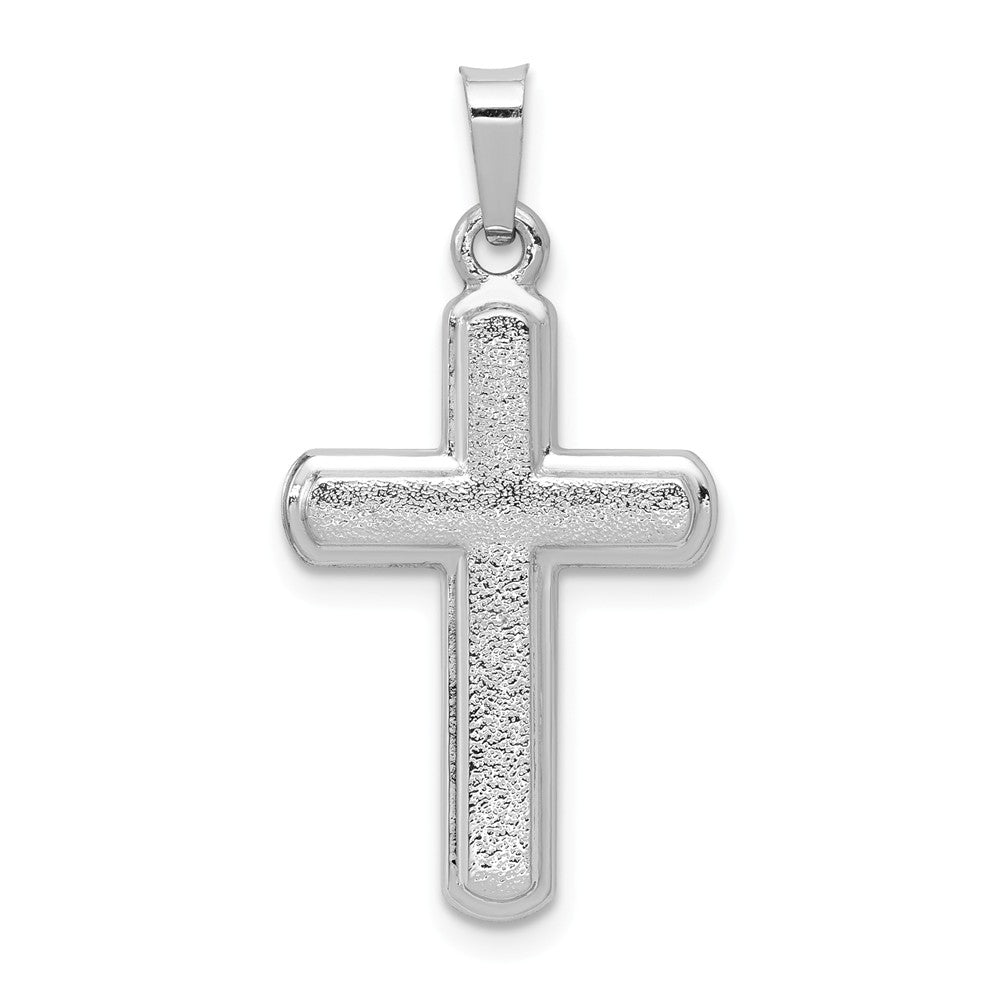 Alternate view of the 14k Yellow or White Gold Satin Ridged Hollow Cross Pendant, 14 x 29mm by The Black Bow Jewelry Co.