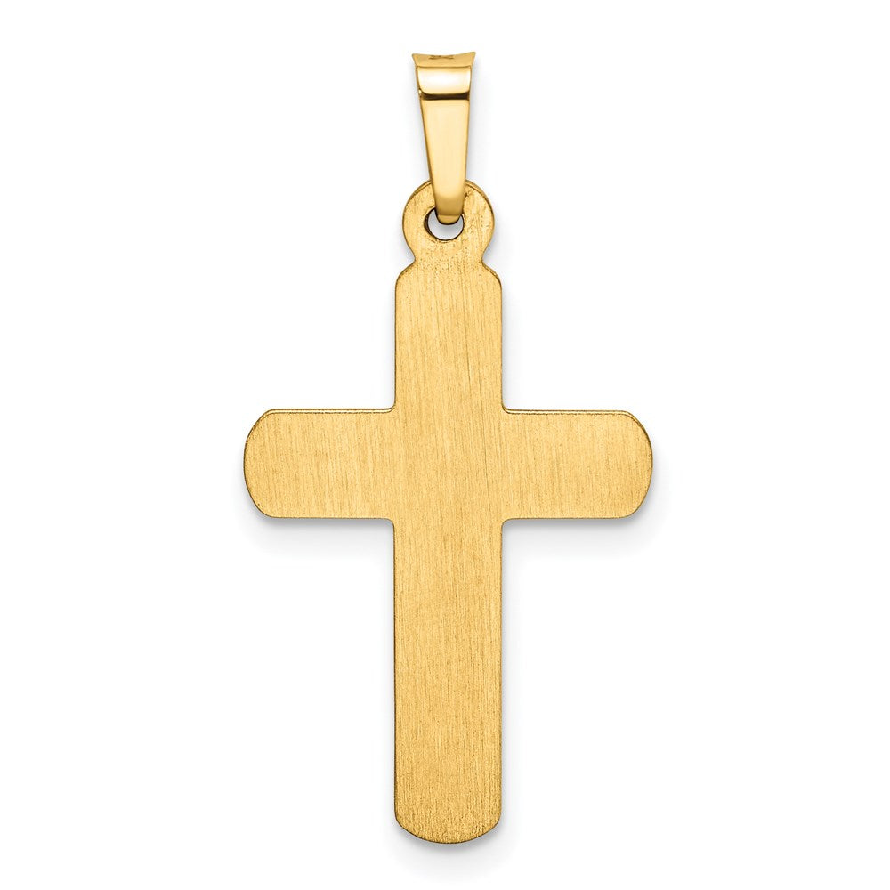Alternate view of the 14k Yellow Gold Satin Ridge Edge Hollow Cross Pendant, 14 x 29mm by The Black Bow Jewelry Co.