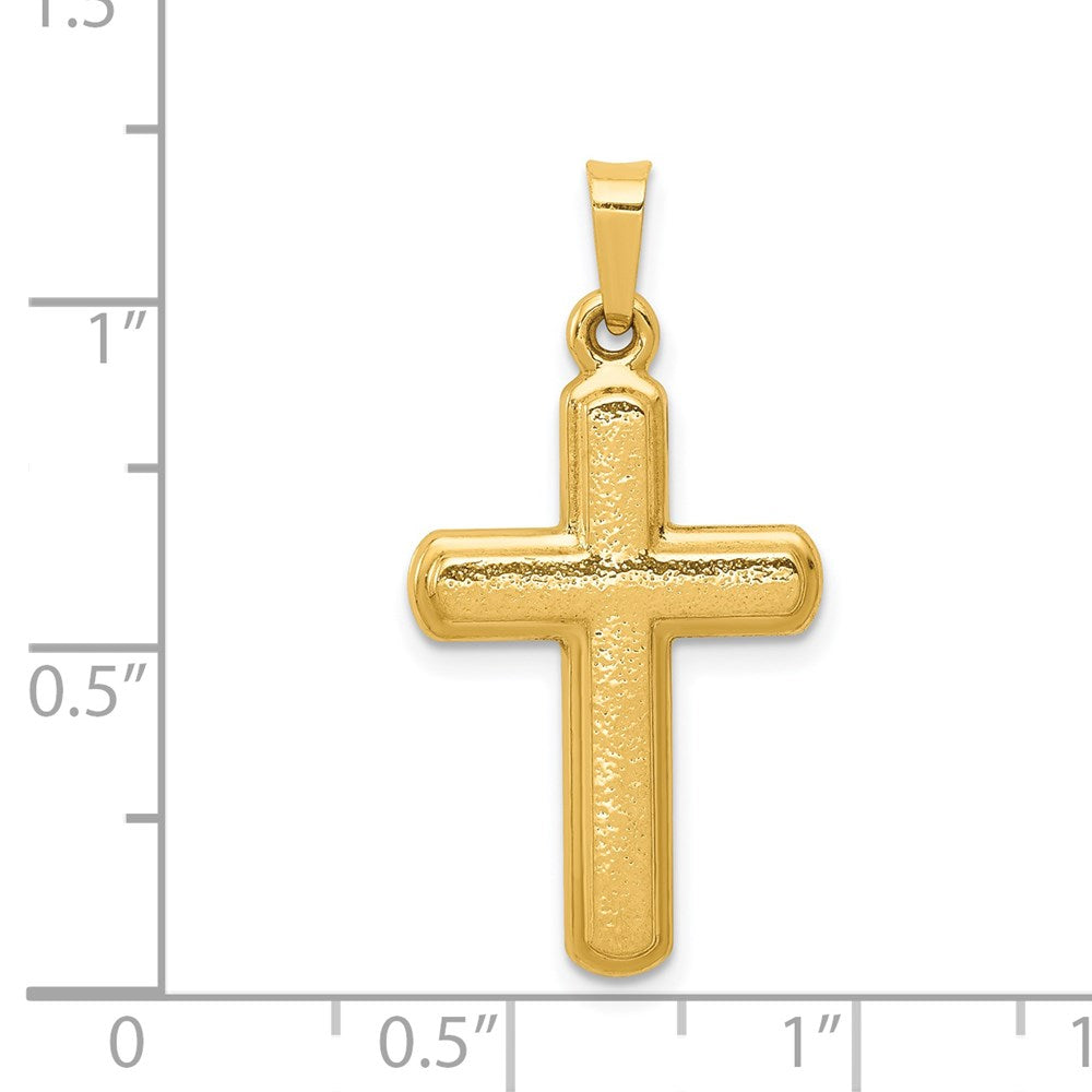 Alternate view of the 14k Yellow Gold Satin Ridge Edge Hollow Cross Pendant, 14 x 29mm by The Black Bow Jewelry Co.
