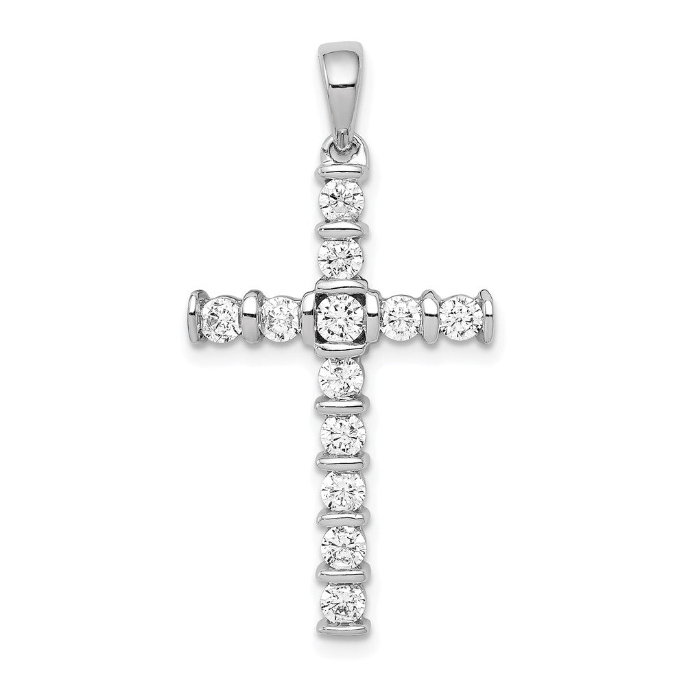 14k Yellow or White Gold 3/4 Ctw Diamond Cross Pendant, 17 x 34mm