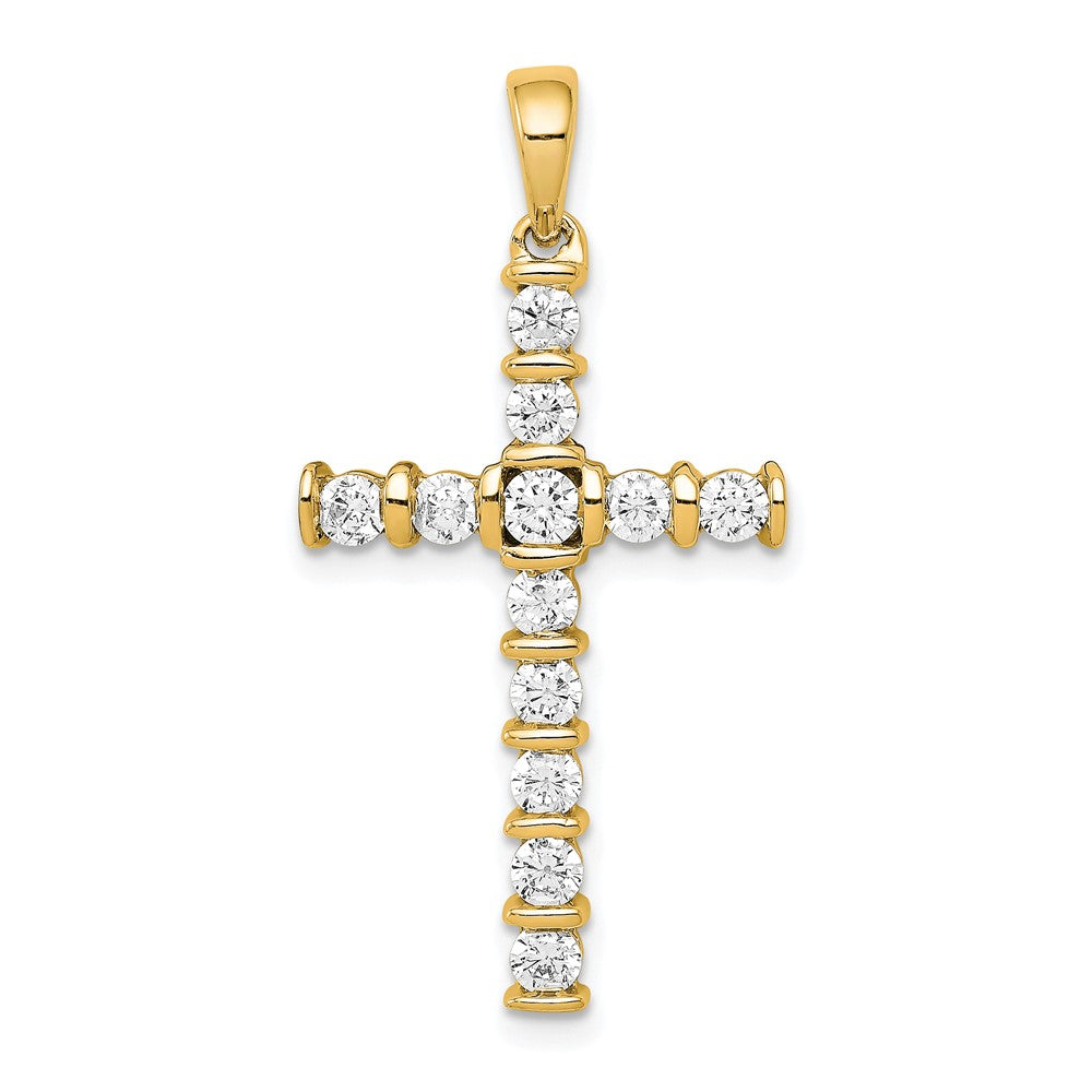 14k Yellow or White Gold 3/4 Ctw Diamond Cross Pendant, 17 x 34mm, Item P27685 by The Black Bow Jewelry Co.
