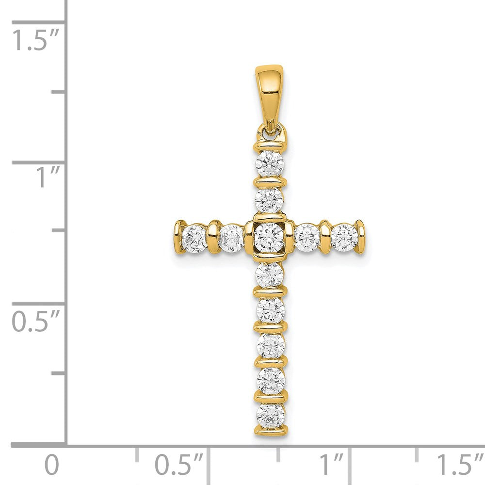 Alternate view of the 14k Yellow Gold 3/4 Ctw Diamond Cross Pendant, 17 x 34mm by The Black Bow Jewelry Co.