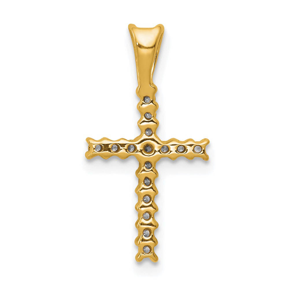Alternate view of the 14k Yellow Gold & Rhodium 1/6 Ctw Diamond Latin Cross Pendant, 10x20mm by The Black Bow Jewelry Co.