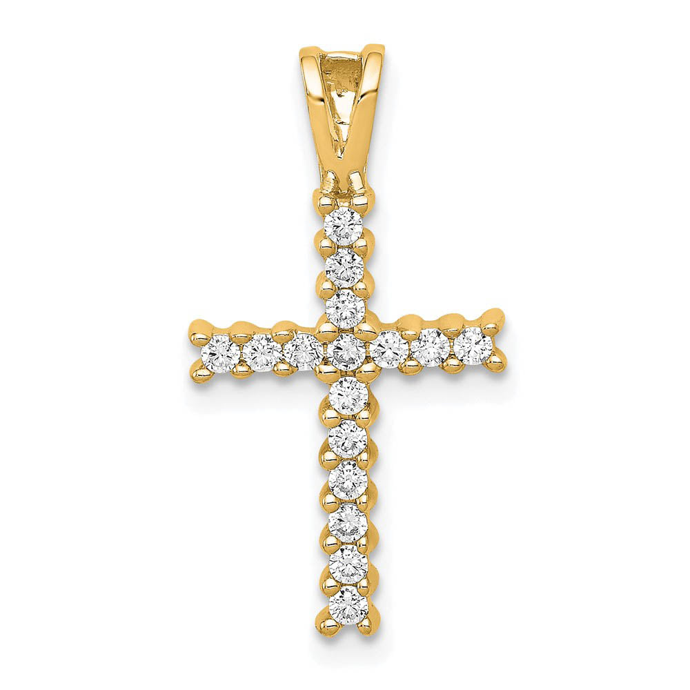 14k Yellow Gold & Rhodium 1/6 or 1/4 Ctw Diamond Latin Cross Pendant, Item P27686 by The Black Bow Jewelry Co.