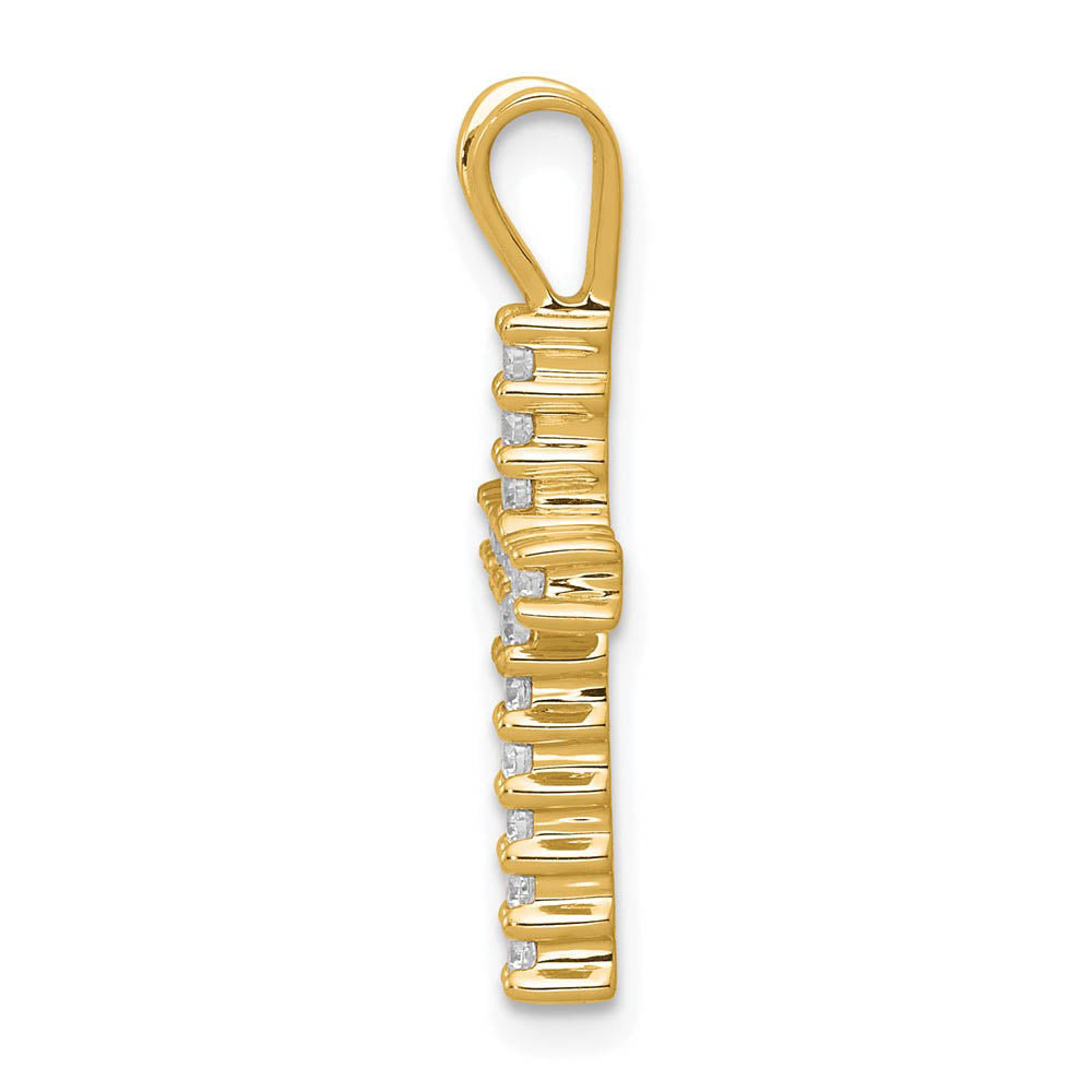 Alternate view of the 14k Yellow Gold & Rhodium 1/6 or 1/4 Ctw Diamond Latin Cross Pendant by The Black Bow Jewelry Co.