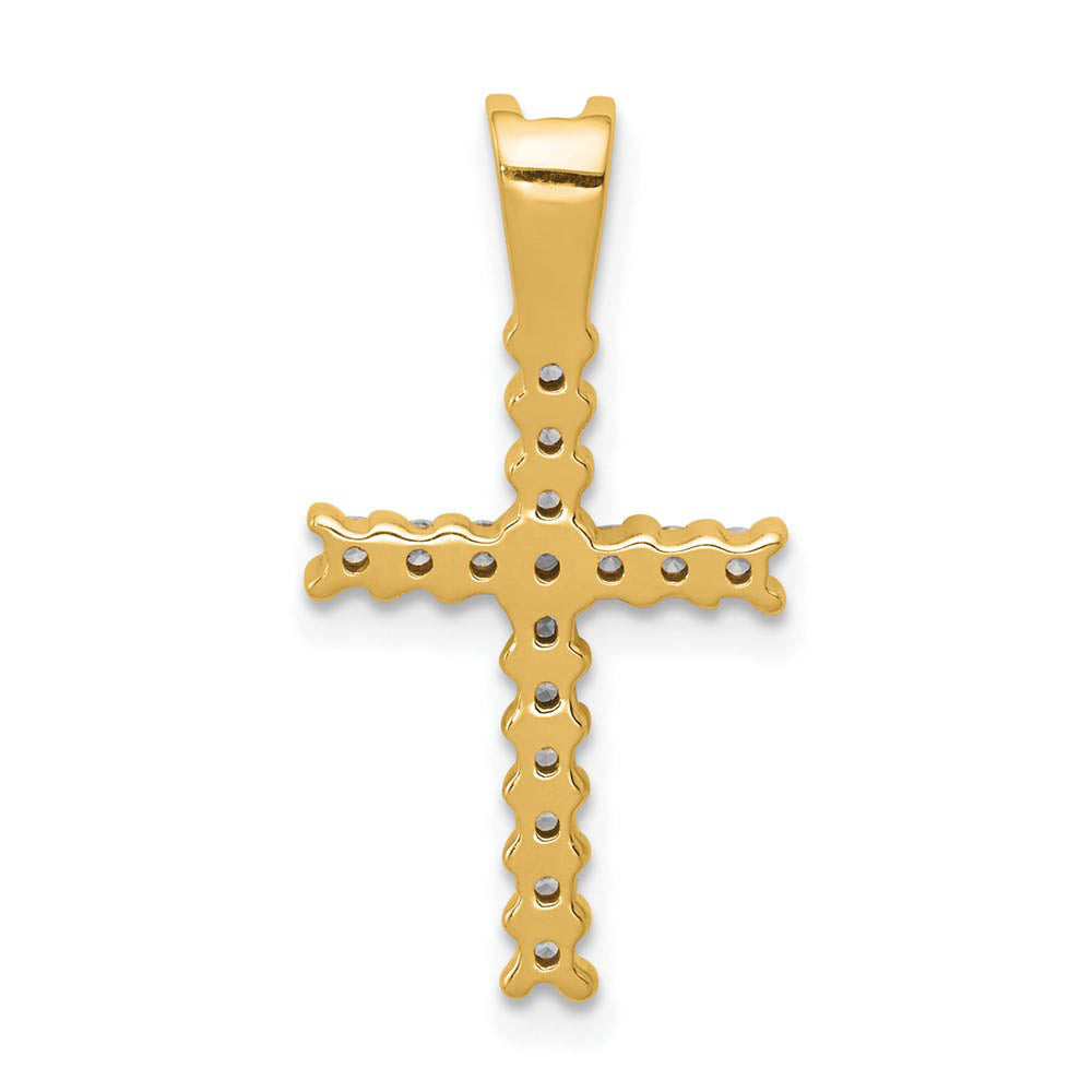 Alternate view of the 14k Yellow Gold & Rhodium 1/4 Ctw Diamond Latin Cross Pendant, 12x23mm by The Black Bow Jewelry Co.