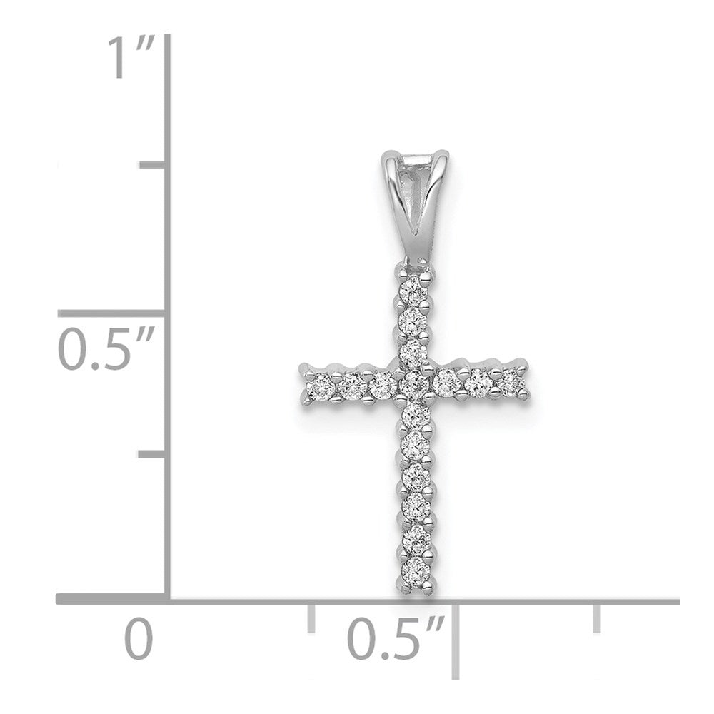 Alternate view of the 14k White Gold 1/6 Ctw Diamond Latin Cross Pendant, 10 x 20mm by The Black Bow Jewelry Co.