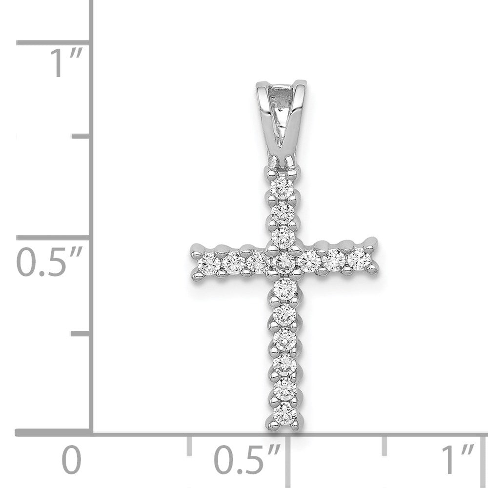 Alternate view of the 14k White Gold 1/6 or 1/4 Ctw Diamond Latin Cross Pendant by The Black Bow Jewelry Co.
