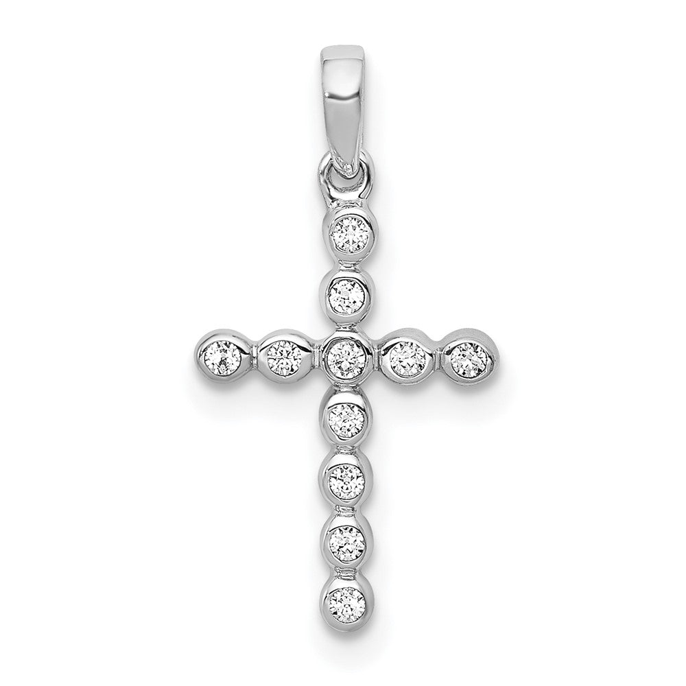 14k Yellow or White Gold 1/10 Ctw Diamond Small Cross Pendant, 10x20mm