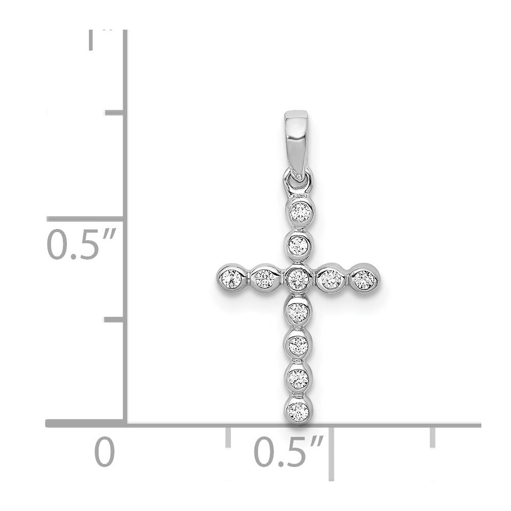 Alternate view of the 14k White Gold 1/10 Ctw Diamond Small Cross Pendant, 10 x 20mm by The Black Bow Jewelry Co.