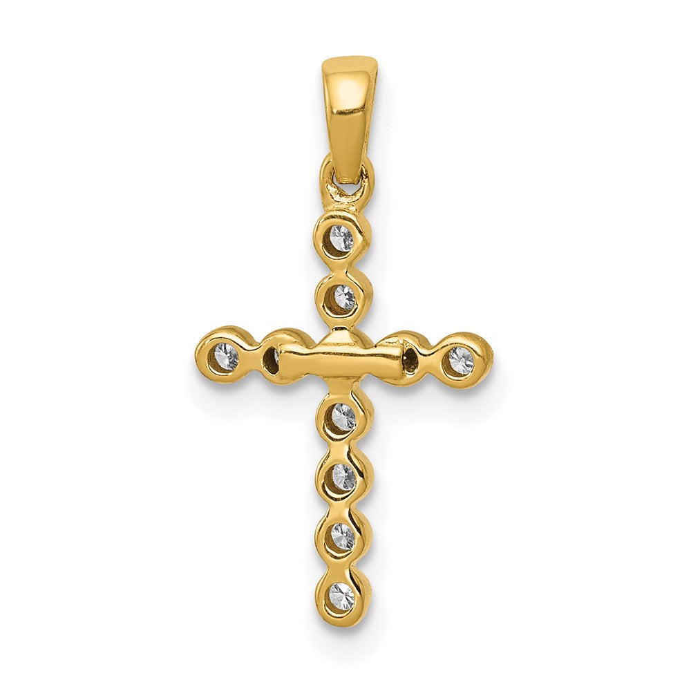 Alternate view of the 14k Yellow Gold 1/10 Ctw Diamond Small Cross Pendant, 10 x 20mm by The Black Bow Jewelry Co.