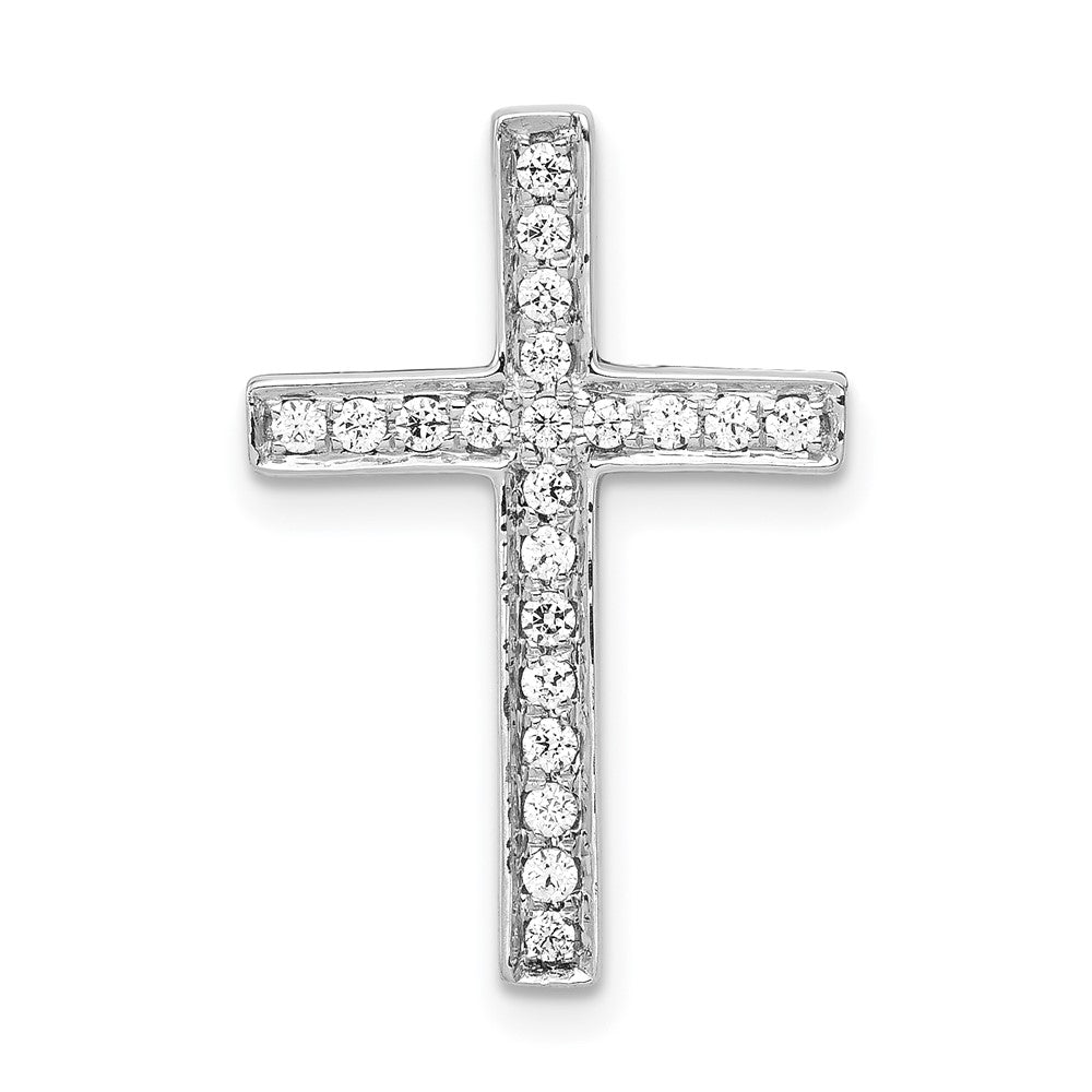 14k White Gold 1/5 Ctw Diamond Latin Cross Slide Pendant, 14 x 22mm, Item P27689-22 by The Black Bow Jewelry Co.