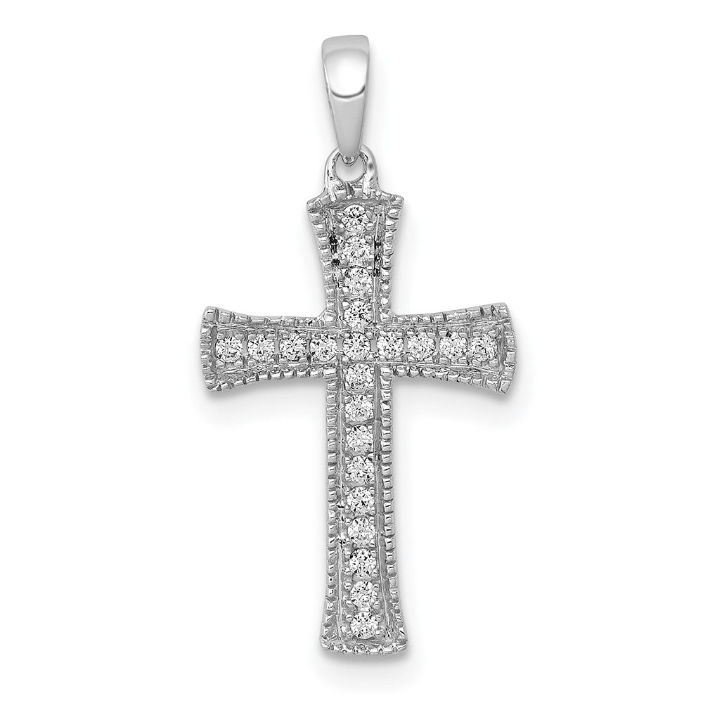 14k Yellow or White Gold 1/10 Ctw Diamond Cross Pendant, 11 x 23mm