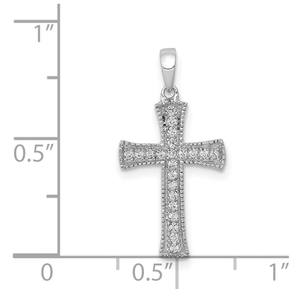 Alternate view of the 14k White Gold 1/10 Ctw Diamond Cross Pendant, 11 x 23mm by The Black Bow Jewelry Co.