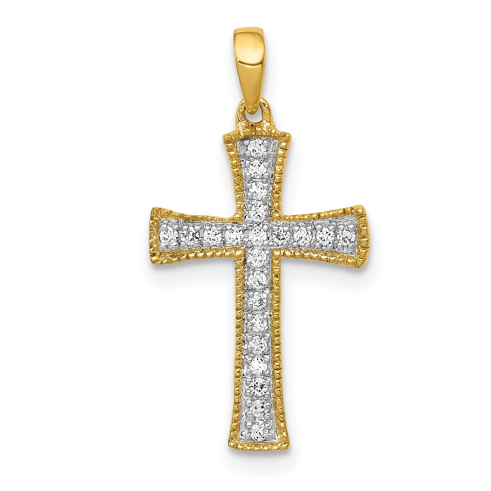 14k Yellow or White Gold 1/10 Ctw Diamond Cross Pendant, 11 x 23mm